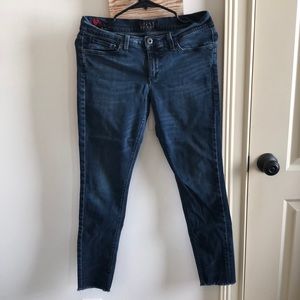 Lucky brand skinny jeans frayed hem heart detail
